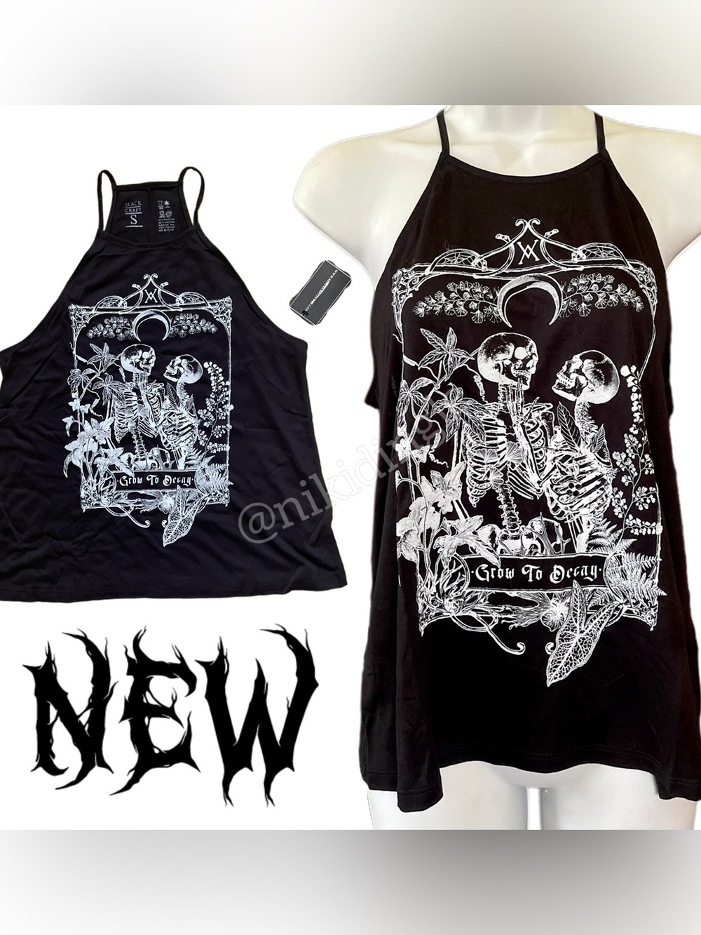 NEW Blackcraft Cult Grow To Decay Skeleton Tarot Flowy Tank Top Punk Goth Emo S
